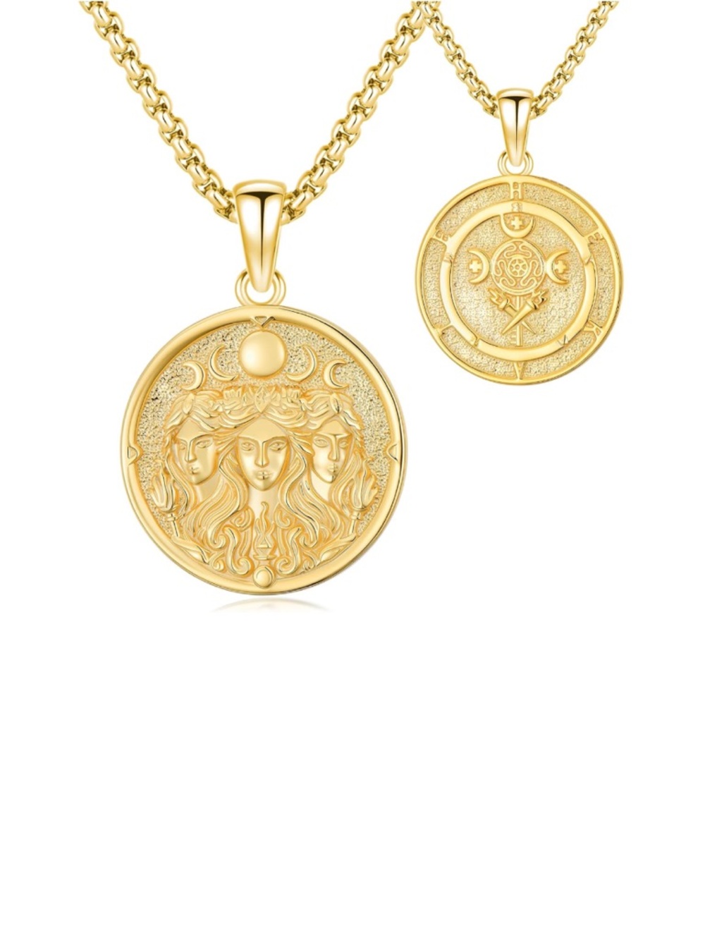 Gold Triple Goddess Hecate Medallion Necklace - Women Jewelry